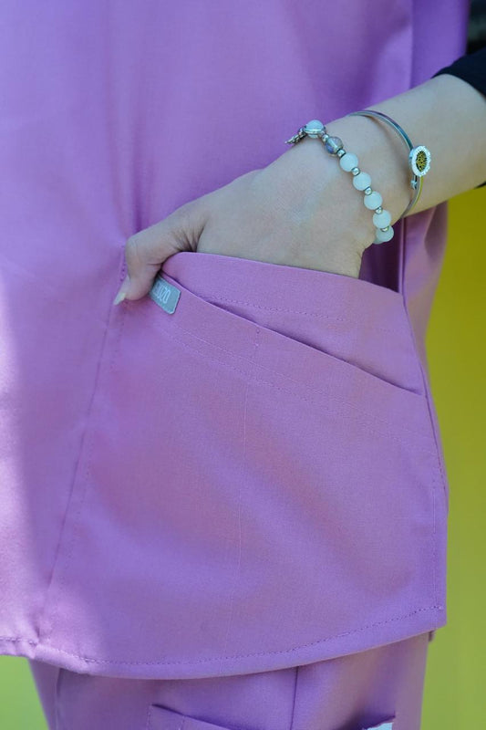 Ayra-Mauve Cross Neck Blended Scrubs