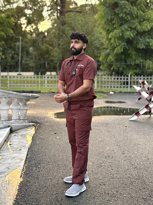 Core Zip Polo Cotton Blended Unisex Scrubs