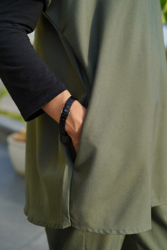 Anaya-Olive Green Premium Scrubs
