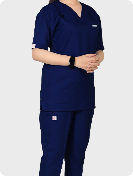 Prudence- Navy Blue Wrinkle Free Unisex Scrubs