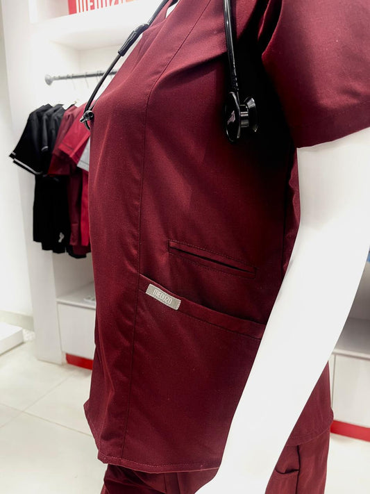Scarlet- Maroon Cotton Blended Scrubs