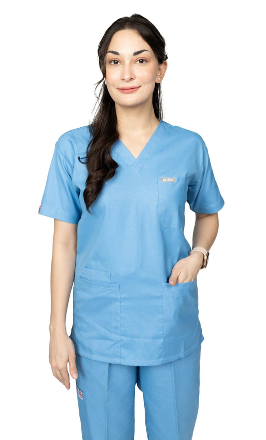 Azure-Ciel Blue Unisex Blended Cotton Scrubs