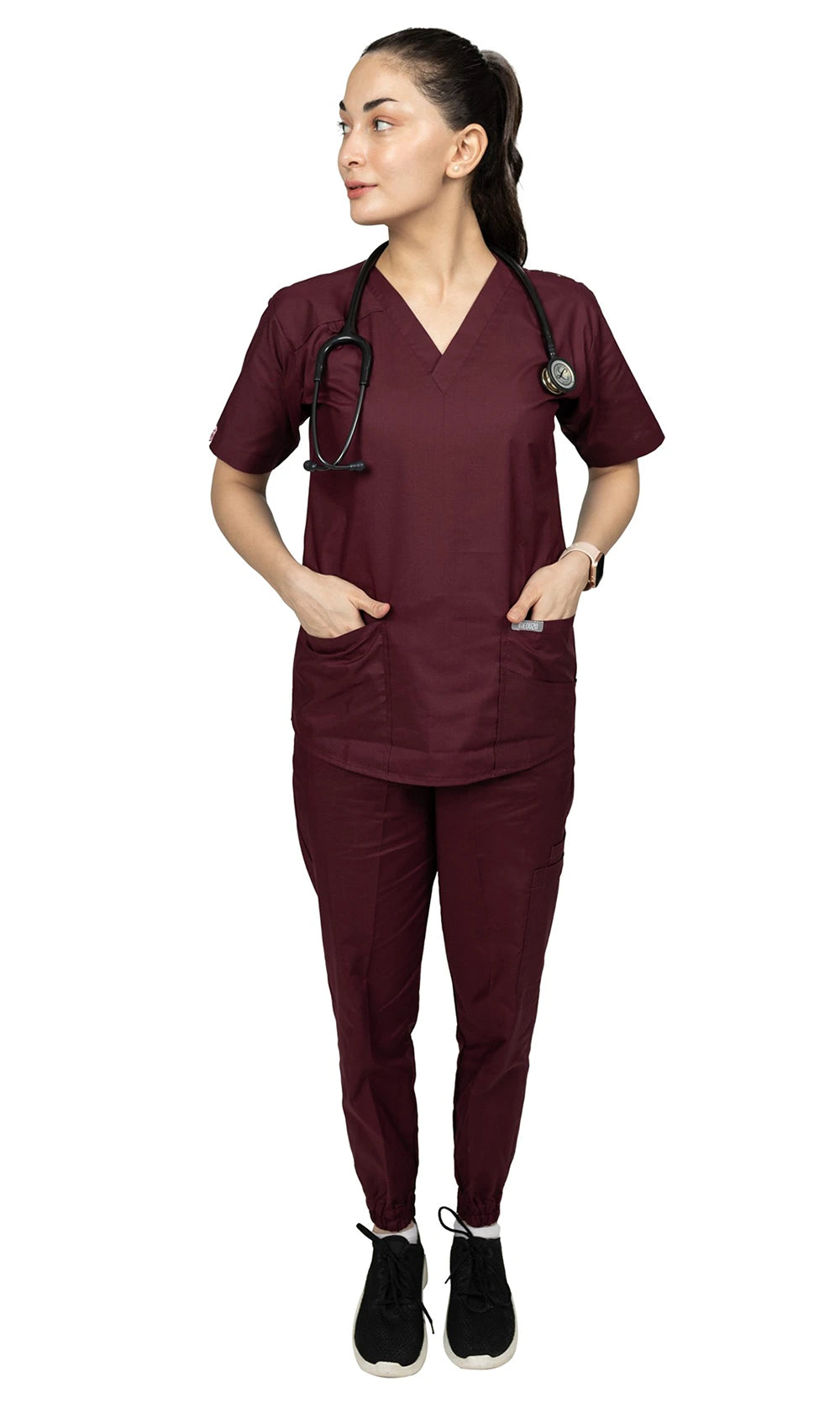 Chic Fit-Maroon Scrubs Narrow Bottoms