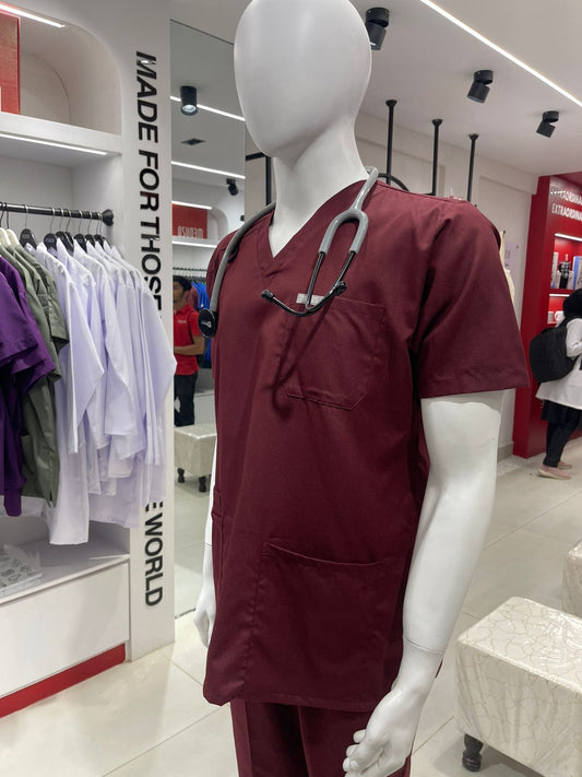 Flux-Maroon Unisex Blended Cotton Scrubs