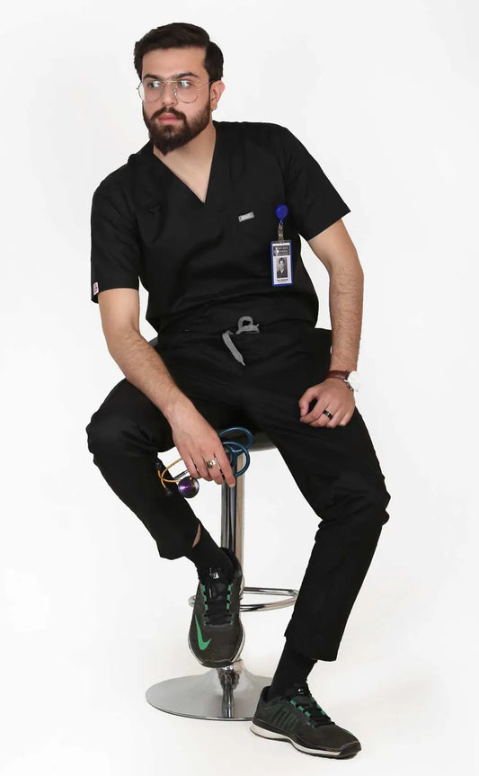 Raven Black Wrinkle free Unisex Scrubs